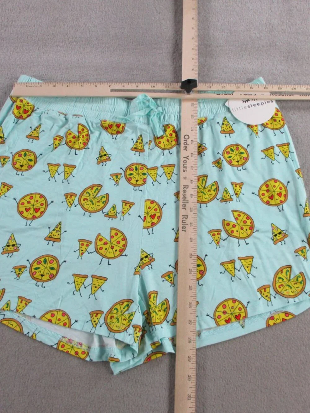 Little Sleepies Pajama Shorts Womens XL Blue Pizza Pals Print Bamboo Lounge PJs - Picture 3 of 8